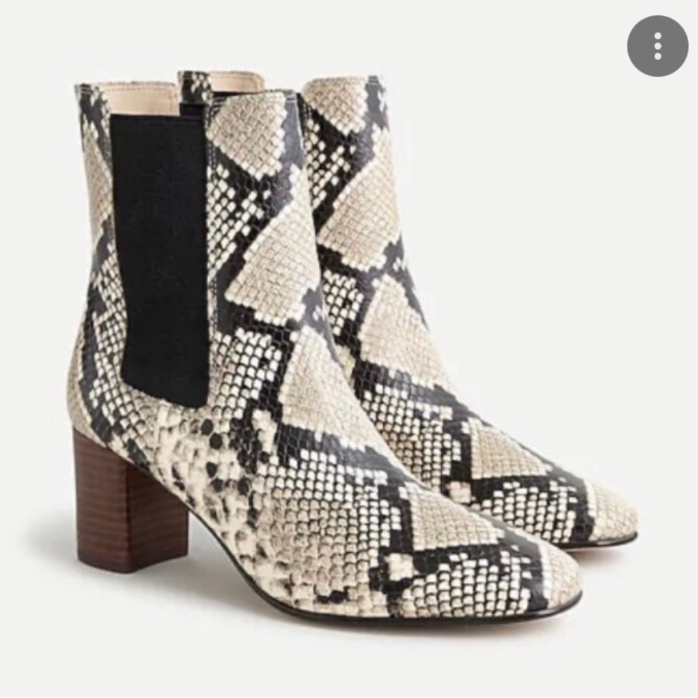 J.Crew Willa Snake Embossed Leather Chelsea Stacked Heel Boot